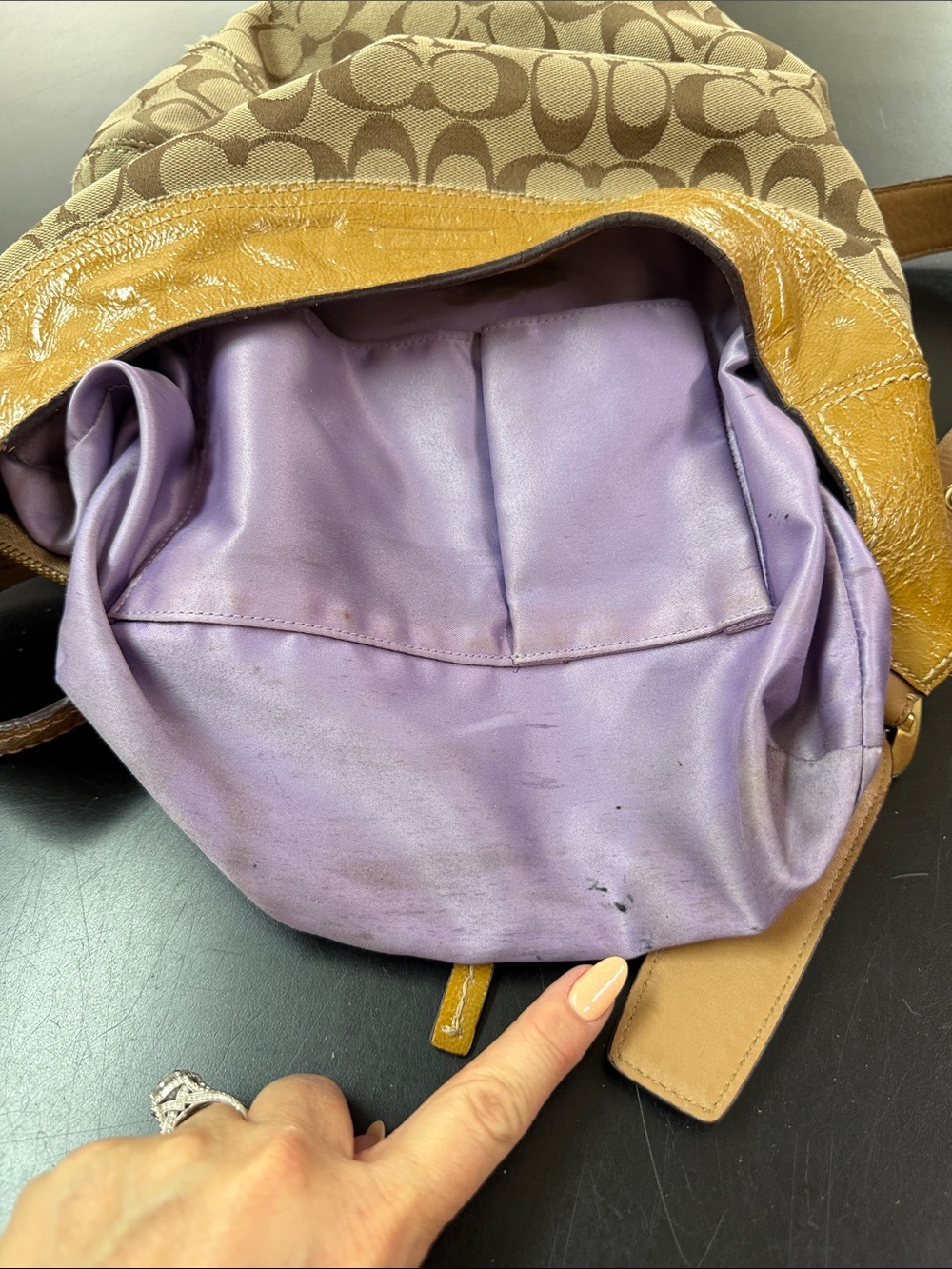 Coach Signature Canvas Hobo with Brown and Mustard Leather Trim - Picture 10 of 12